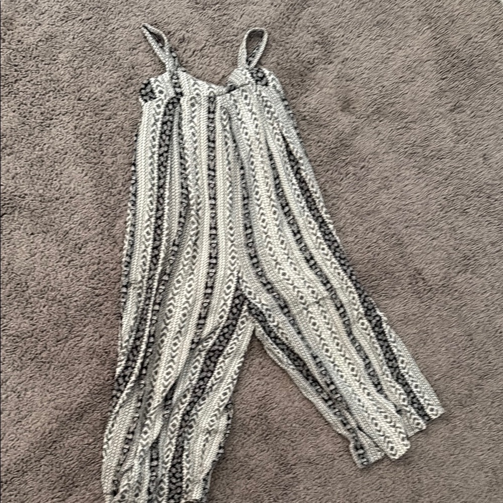Black and White Striped Wide-Leg Jumpsuit